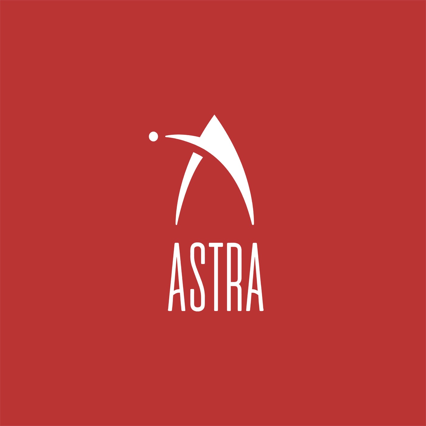 Astra logo on red background
