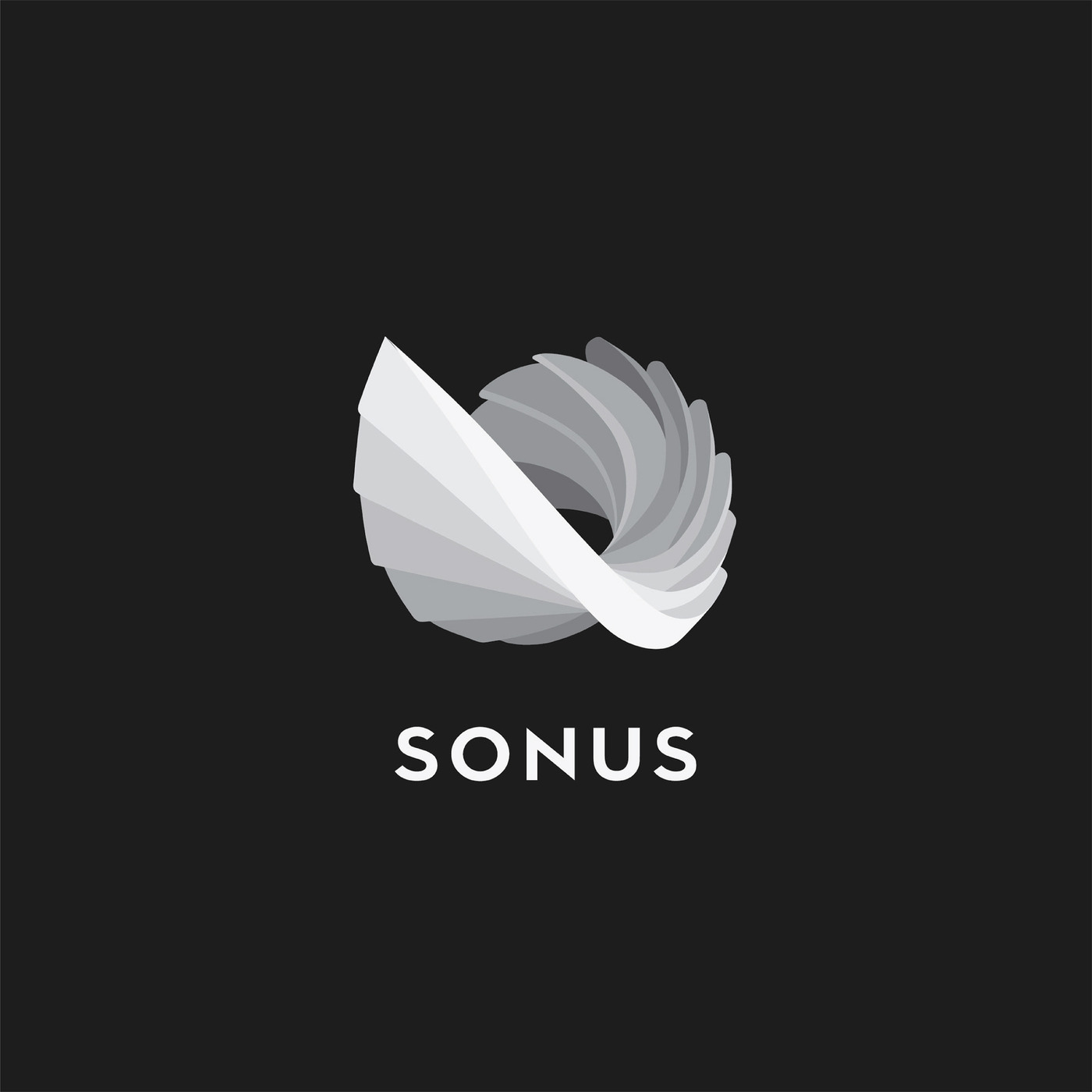Sonus logo with layered circular mark on dark background